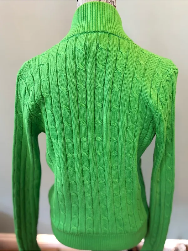 Ralph Lauren Green Cable-Knit Zip Cardigan - Image 4