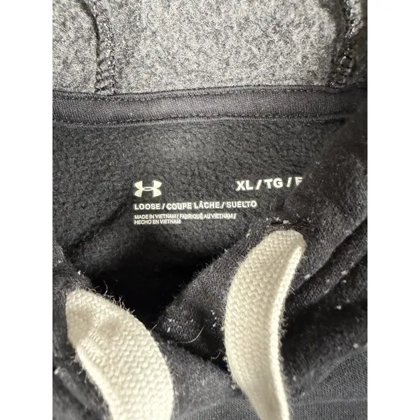 Under Armour Women's‎ XL Black Hoodie White Wording Hooded Sweatshirt Boxy Fit - Image 4