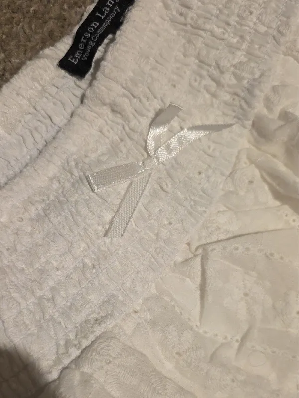 White Eyelet Layered Skort with Ruffle Details - Image 4