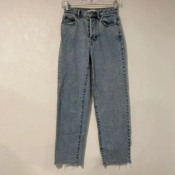 PacSun High Rise Straight Leg Jeans Size 23 Light Wash Raw Hem - Image 2