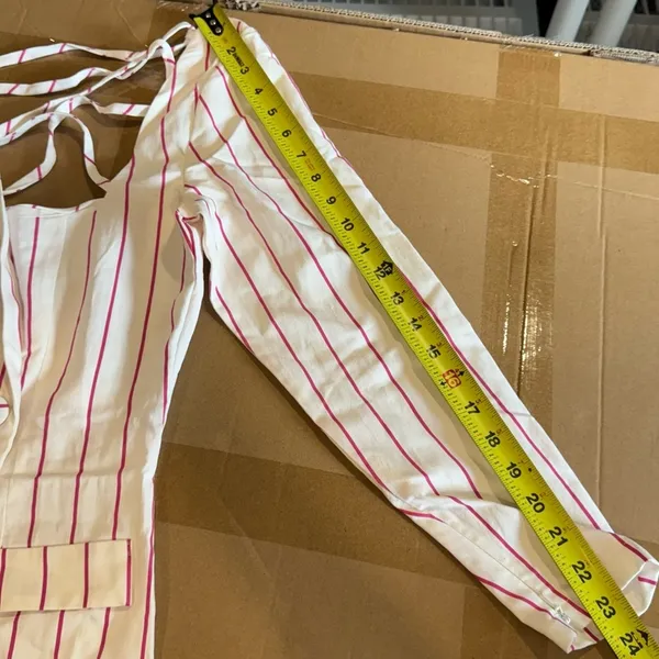 NWT ASOS DESIGN x MILLIE halter neck‎ blazer mini dress in stripe print White - Image 16