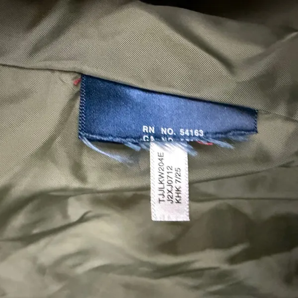 Tommy Hilfiger Womens Large Tan Quilted Utility Barn Jacket Flag Patch Coat L - Image 6