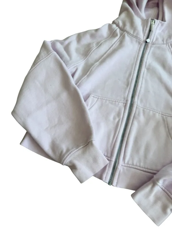 LULULEMON Pink Crop Hooded Zip Sweatshirt Size 8 - Image 5