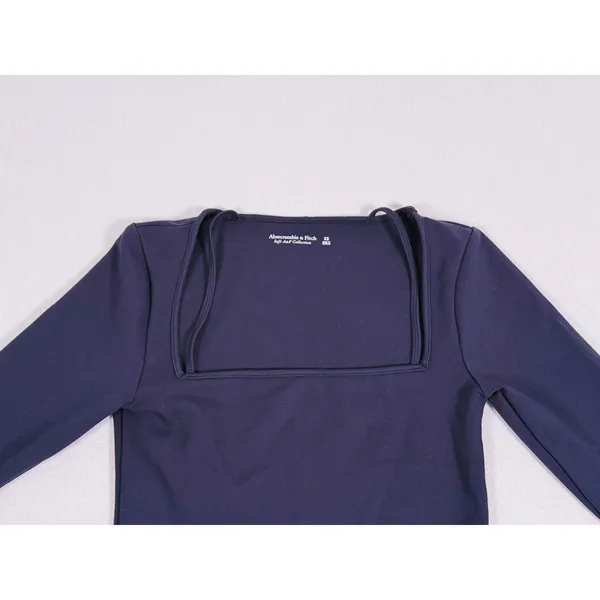 Abercrombie & Fitch Strappy Long Sleeve Top Size XS Black Square Neck Party Y2K - Image 5