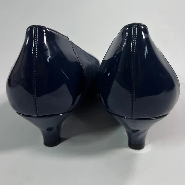 Anne Klein Womens 9.5M‎ AK7MAUREEN Navy Blue Pointed Toe Kitten Heels Patent - Image 8
