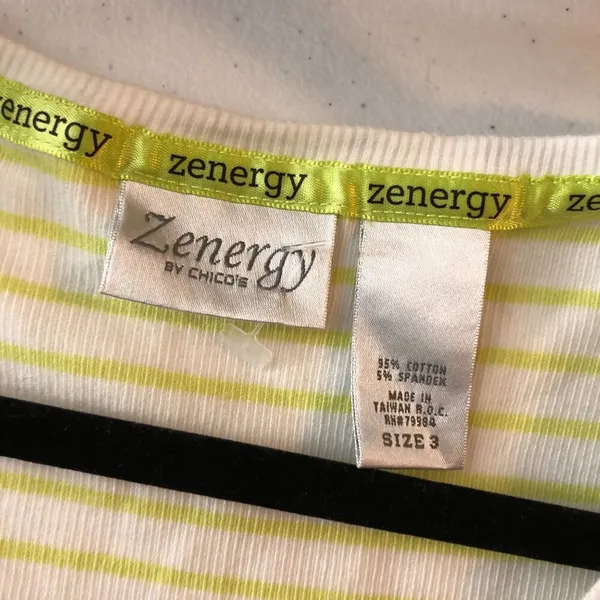 Chicos Zenergy Womens Striped Stud Accent Tank Top White Yellow XL/16 (Chicos 3) - Image 4