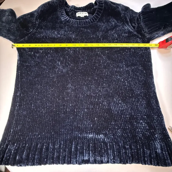 Orvis Womens Navy Blue Chenille Crew Neck Long Sleeve Soft Knit Sweater XL - Image 7