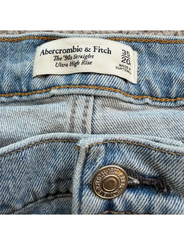 Abercrombie & Fitch The 90s Straight Ultra High Rise Distressed Jeans 35/20R - Image 5
