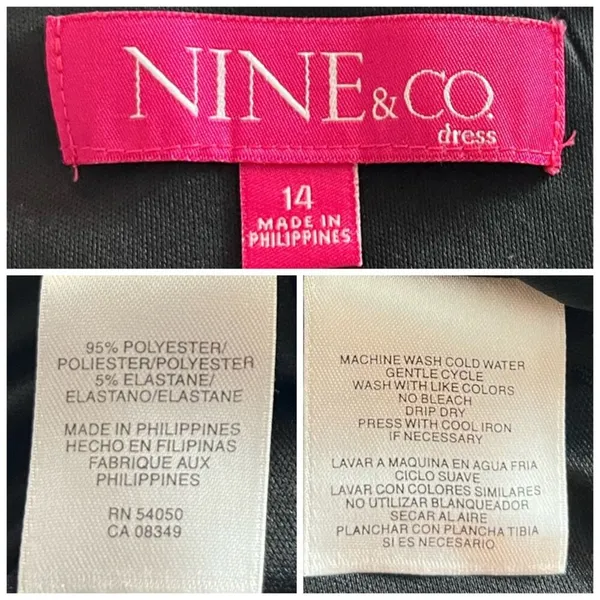 Nine & Co Aline Dress Cap Sleeves Black White Polka Dot Boatneck Women’s Size 14 - Image 11