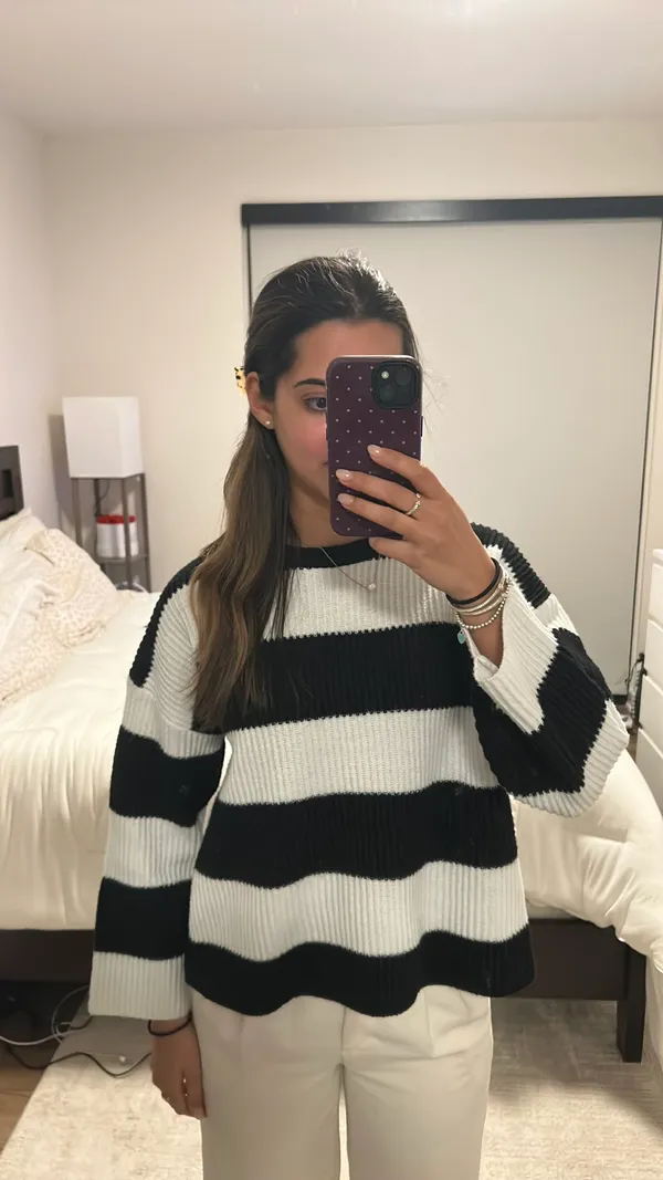 Striped Sweater Shein Black White - Image 2