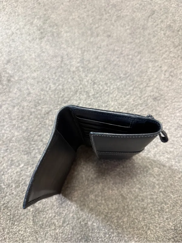 Vintage Coach Signature Black Leather Slim Trifold Long Wallet - Image 5