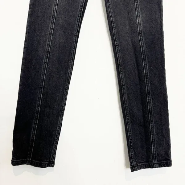 Reformation Charlie Jeans Size 24 Dark Faded Black Seamed Button Fly Alternative - Image 4