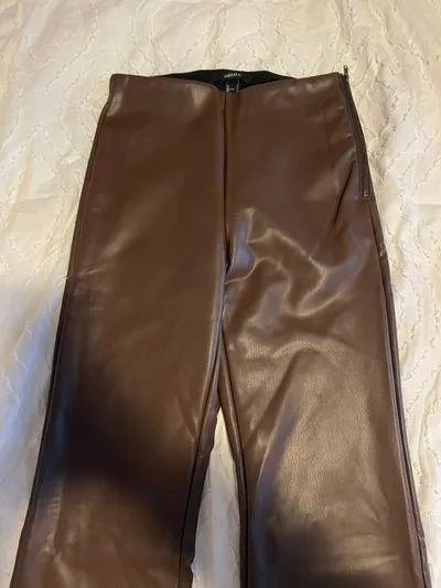 Forever 21 Brown Leather Flare Pants - Image 3