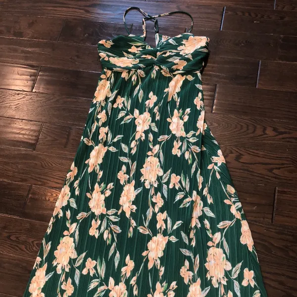 A new day green floral leather maxi dress size large new with tags - Image 3