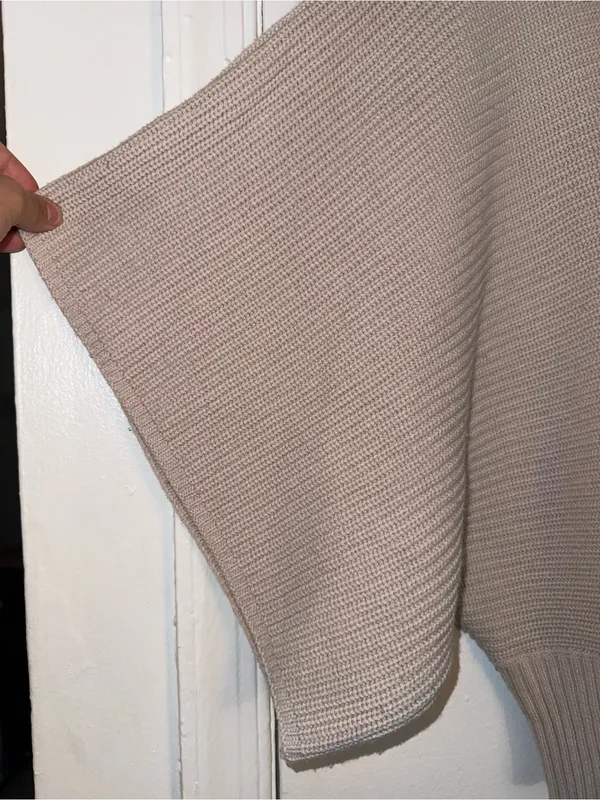 Cozy Taupe Cowl-Neck Women's Sweater Poncho - Image 4