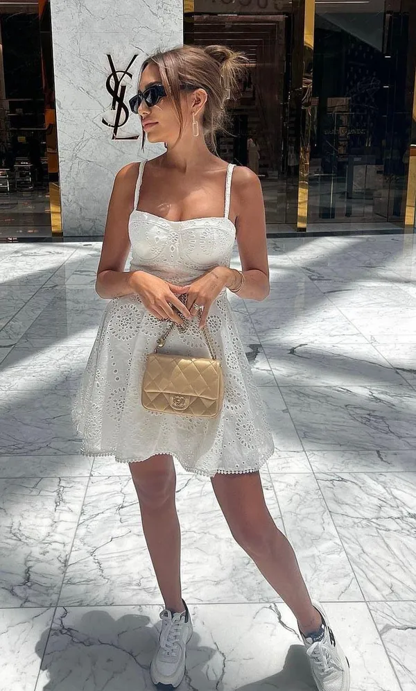 Zara mini dress Crochet Embroidered openwork boho sundress summer - Image 9