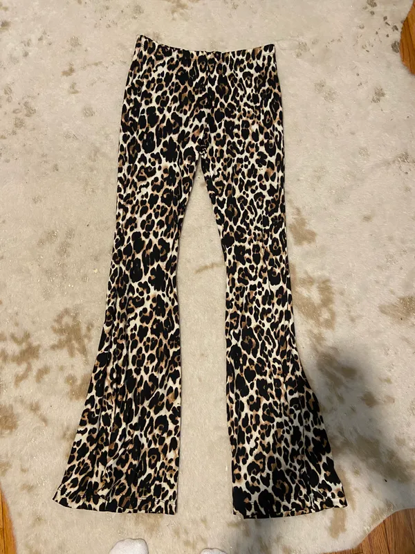 By Together NWT boutique cheetah flare flowy tight pants - Image 3