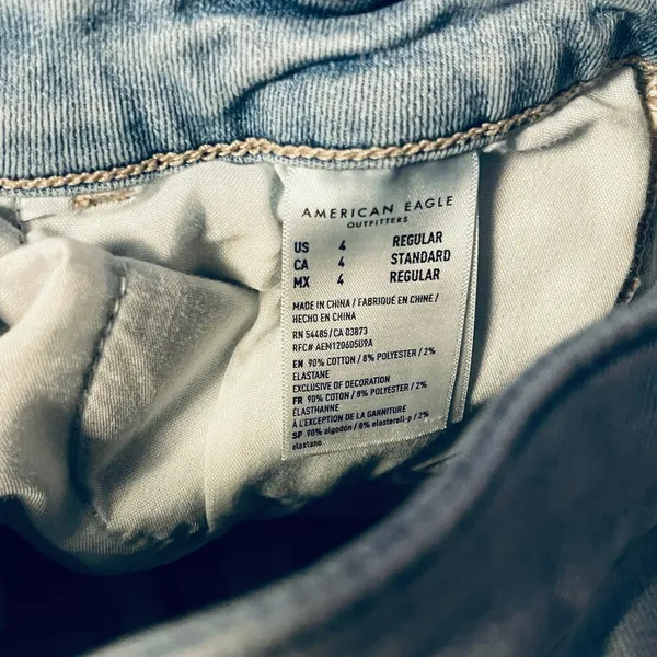 Size 4 American Eagle Distressed Ripped Light Wash Denim Jeans Jeggings Next Lev - Image 10