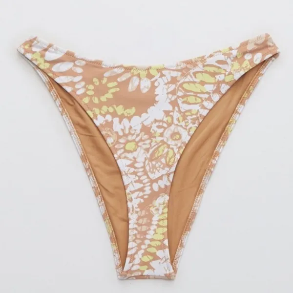 Aerie • NWT Tan Yellow White Pattern Cheekiest High Rise Floral Bikini Bottom - Image 2