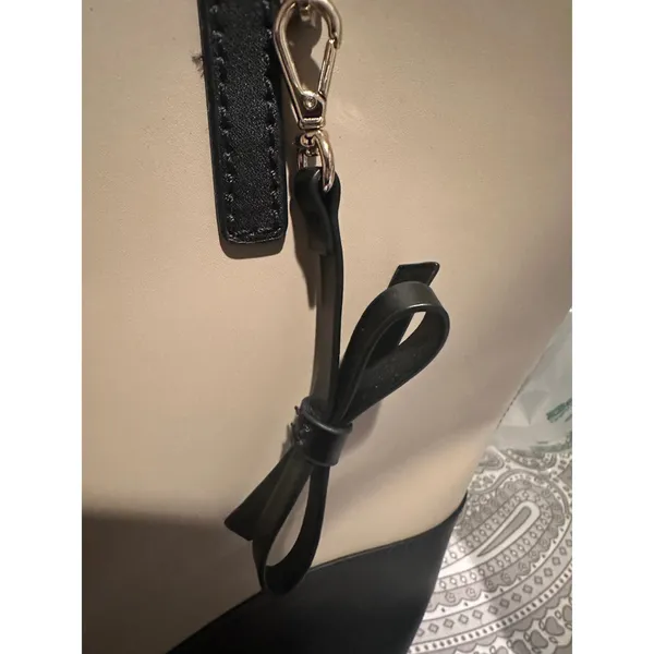 NWOT Kate Spade Black n Beige Leather Kristen Top Zip Tote Bag - Image 2