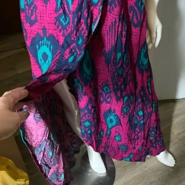 Xhilaration Vintage maxi sundress cap shoulder shirred top printed Ikat dress‎ large boho - Image 3