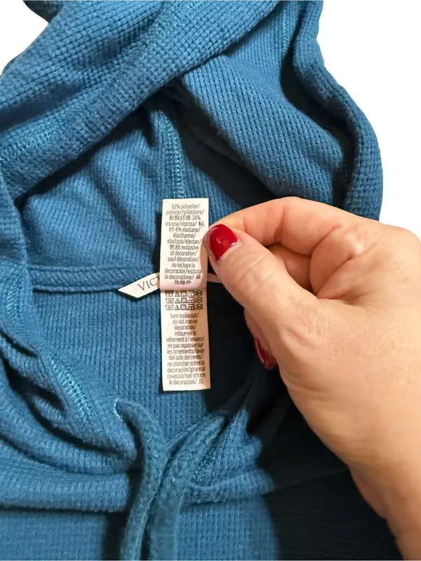 Victorias Secret Teal Blue Pullover Hoodie Small Oversized Slouchy Loungewear - Image 3