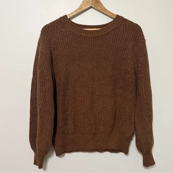 Gap Cotton Knit Sweater Size Small Women’s Brown Neutral Fall - Image 2