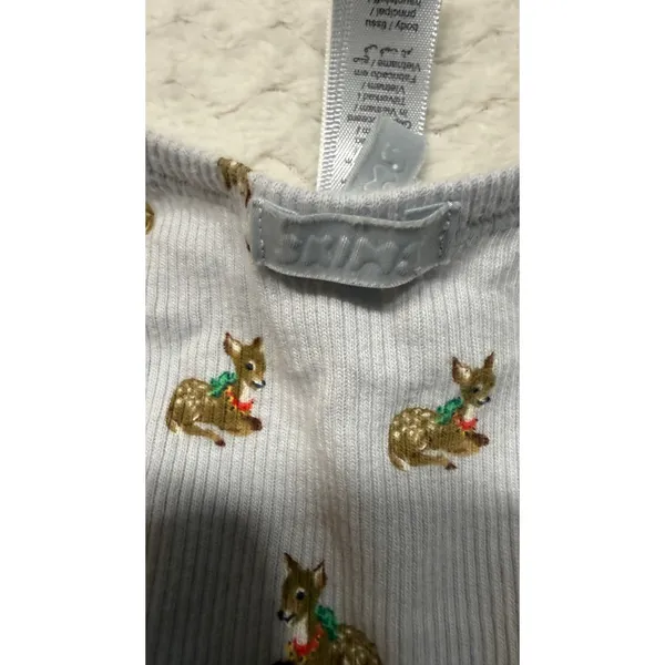 Skims Holiday Deer Ribbed Tank Top Light Blue Fawn Print Scoop Neck Womens M - Image 6