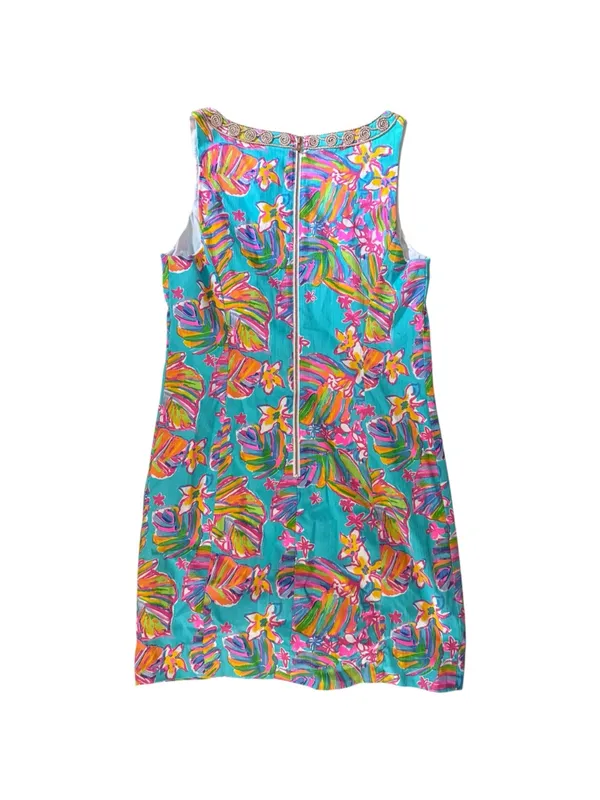 Lilly Pulitzer Turquoise Tropical Print Sleeveless Shift Dress - Image 2