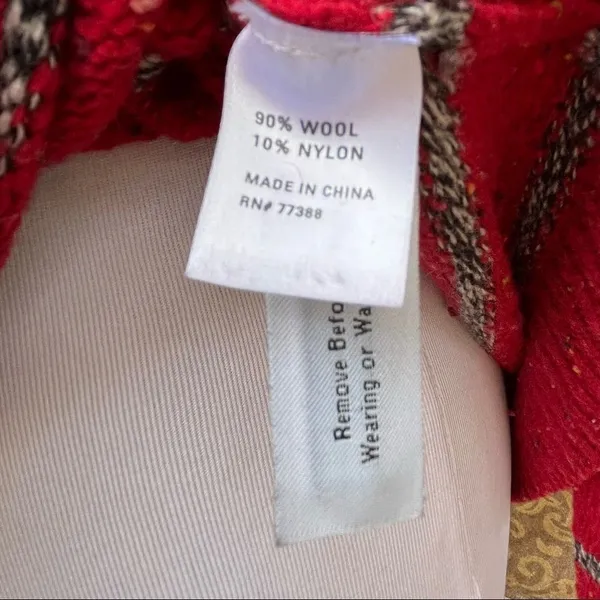 Madewell Wallace striped wool blend sweater red gray speckled knit large - Image 6