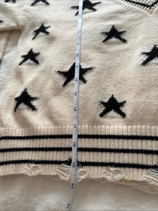 Rock N Rags THE SWEET LIFE SWEATER CREAM WITH BLACK STARS Size S - Image 13