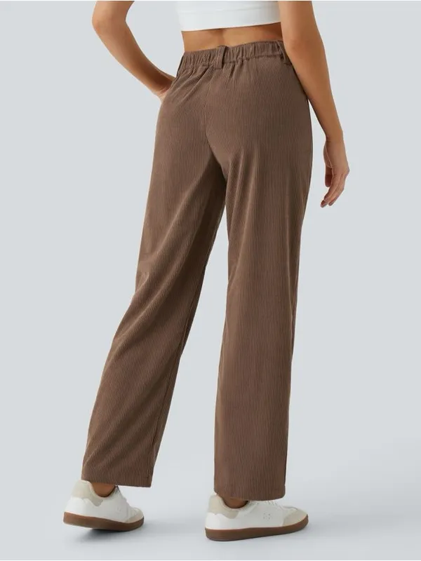 Halara Mid Rise Zipper Pocket Corduroy Casual Pants in Acorn Women’s Size Large - Image 2