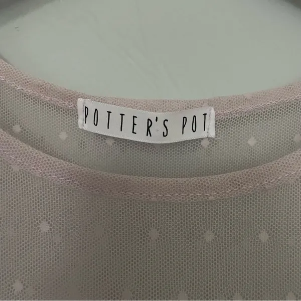 Potter's Pot‎ Pink Ruffled Short Sleeve Sheer Blouse Fairy Fairycore Fae Peplum - Image 3