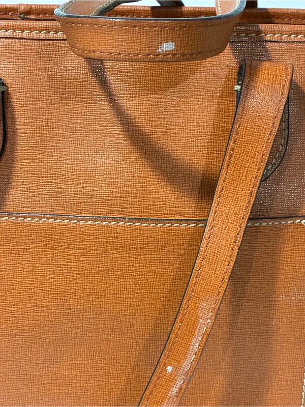 Dooney & Bourke Saffiano Leather Shopper Tote Bag Caramel Tan Gold Hardware - Image 2