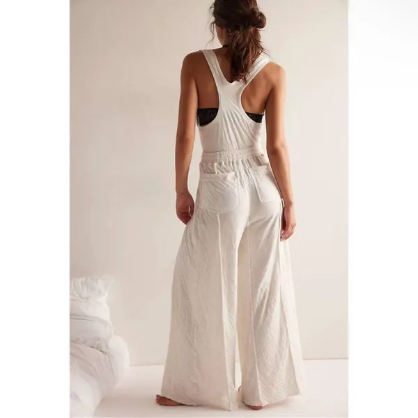 NEW Free people wait a minute Oatmeal Combo Jumpsuit sz M - Image 3