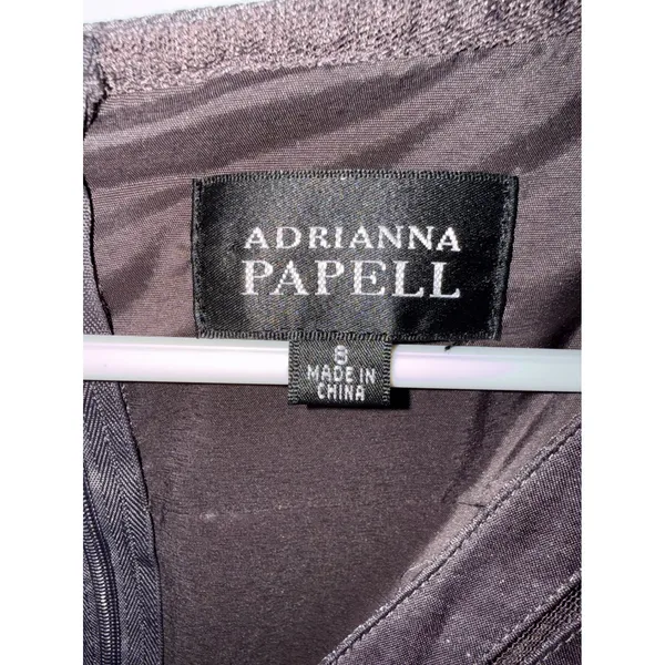 Adrianna Papell Womens Metallic Tiered Ruffle Cocktail‎ Dress Charcoal Grey 8 - Image 3