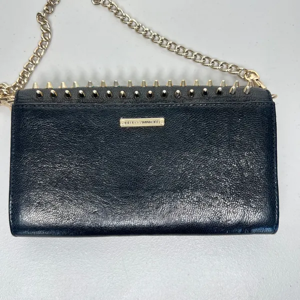 Rebecca Minkoff Black Leather Stud Wallet on Chain - Image 5