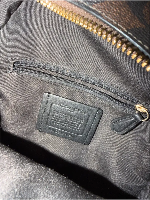 Coach Mini Backpack in Brown Signature Canvas and Black Leather - Image 7