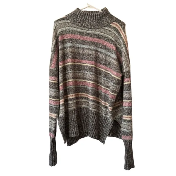 Eddie Bauer‎ Women Size XL Knit Sweater Neck Knit Striped Stretch Cotton Blend - Image 2