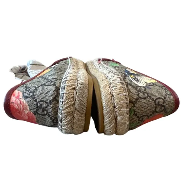 Gucci Tian GG Supreme Espadrille Flats Floral‎ Bird Print 37 - Image 13
