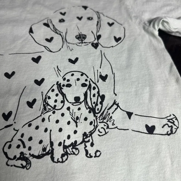 Los Angeles Apparel Crewneck T-shirt 100% cotton, BoHo, casual light, green color, dog, and pup - Image 2