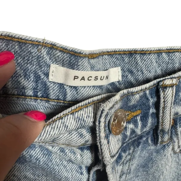 PacSun High Rise Straight Acid Wash Button Fly Denim Jeans 22 - Image 3