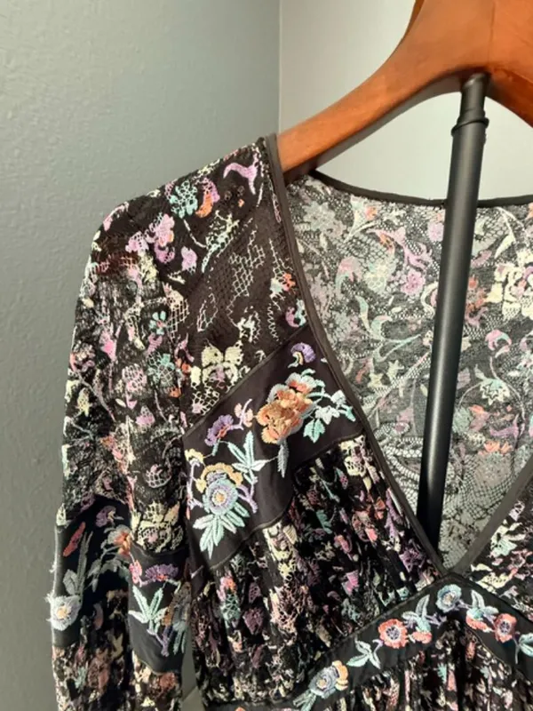 FREE PEOPLE Cherry Blossom Embroidered Lace Mini Dress Size 8 - Image 15