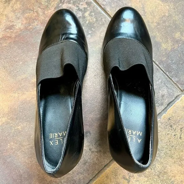 Alex Marie Black High Heel Pump Elastic Strap Size 8.5 M - Image 9