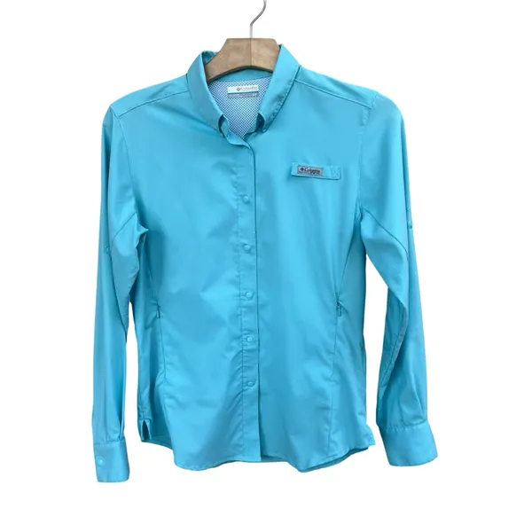 Columbia PFG Long Sleeve Button Down Small Blue - Image 5