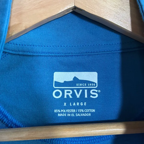 Orvis Quarter Zip Pullover XL Blue Womens Polyester Cotton Blend - Image 3