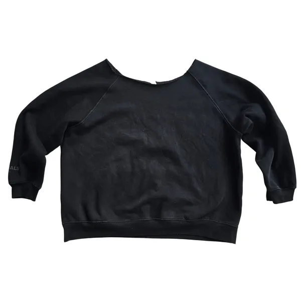 Fear of God -877 Essentials Black Raw Cut Notch Neck Sweatshirt‎ Logo FOG XL - Image 7