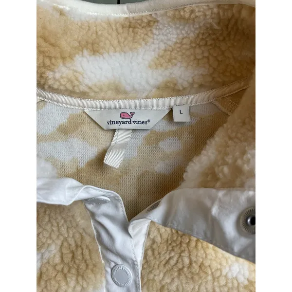 Vineyard Vines fleece Beige Camo Snap 1/4 Sweater‎ Popover Size L - Image 8