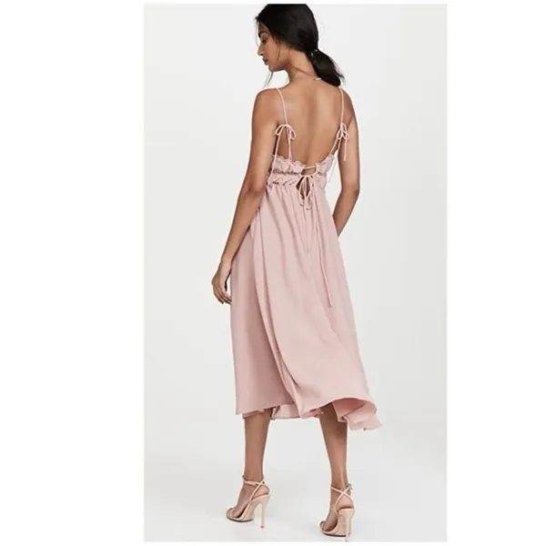 Anthropologie O.P.T Gigi Midi Dress Size Medium Pink Open Back Chiffon Wedding - Image 15