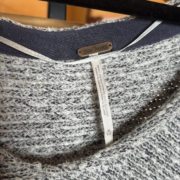 Free People Bright Lights Marled Knit Sweater XL Blue White Slouchy Oversized - Image 5